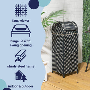 Ellison all-weather wicker/metal swing top hideaway outdoor trash can