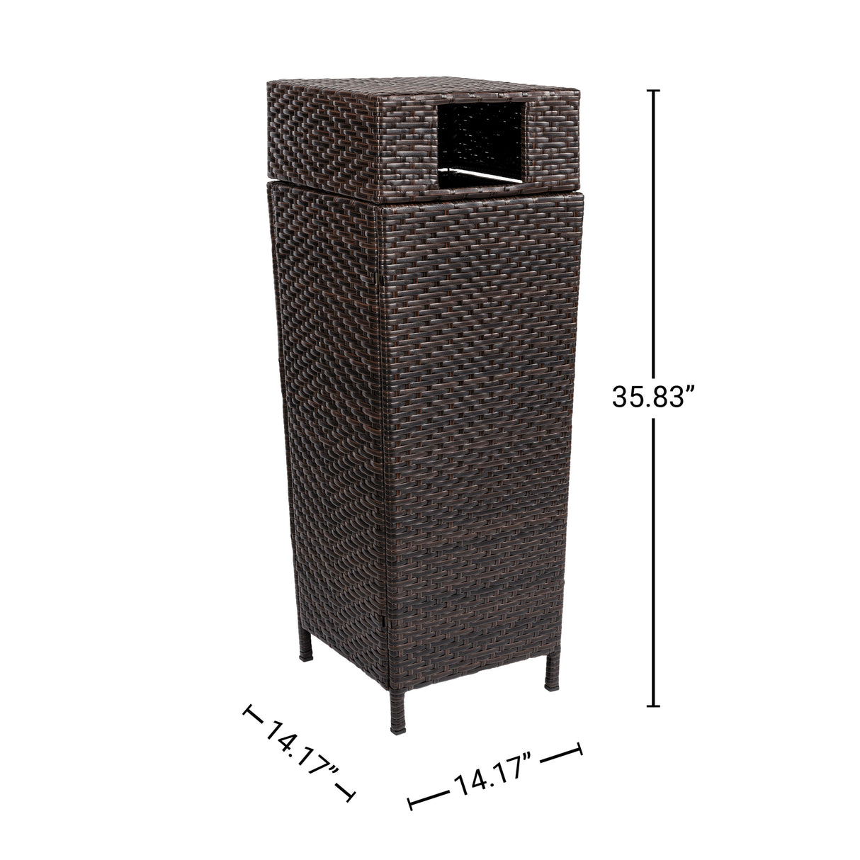 Keaton modern all-weather wicker/metal lidded hideaway outdoor trash can