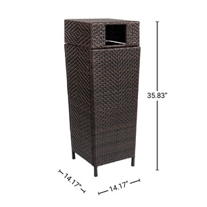 Keaton modern all-weather wicker/metal lidded hideaway outdoor trash can