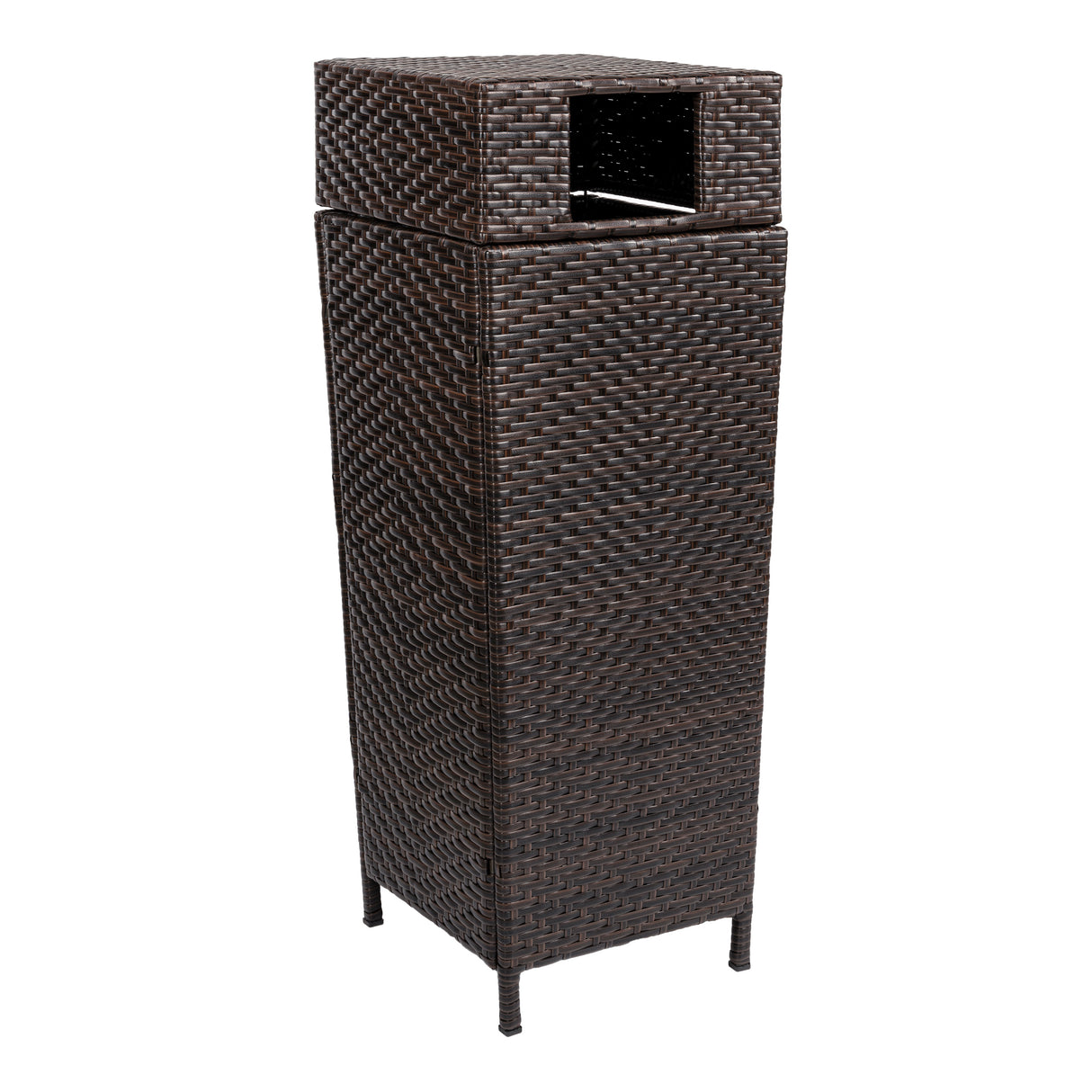 Keaton modern all-weather wicker/metal lidded hideaway outdoor trash can