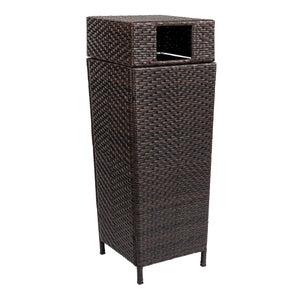 Keaton modern all-weather wicker/metal lidded hideaway outdoor trash can