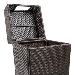 Keaton modern all-weather wicker/metal lidded hideaway outdoor trash can