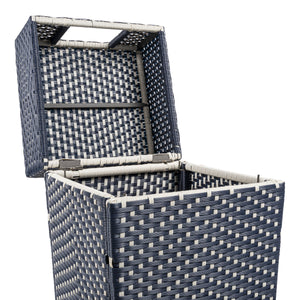 Keaton modern all-weather wicker/metal lidded hideaway outdoor trash can