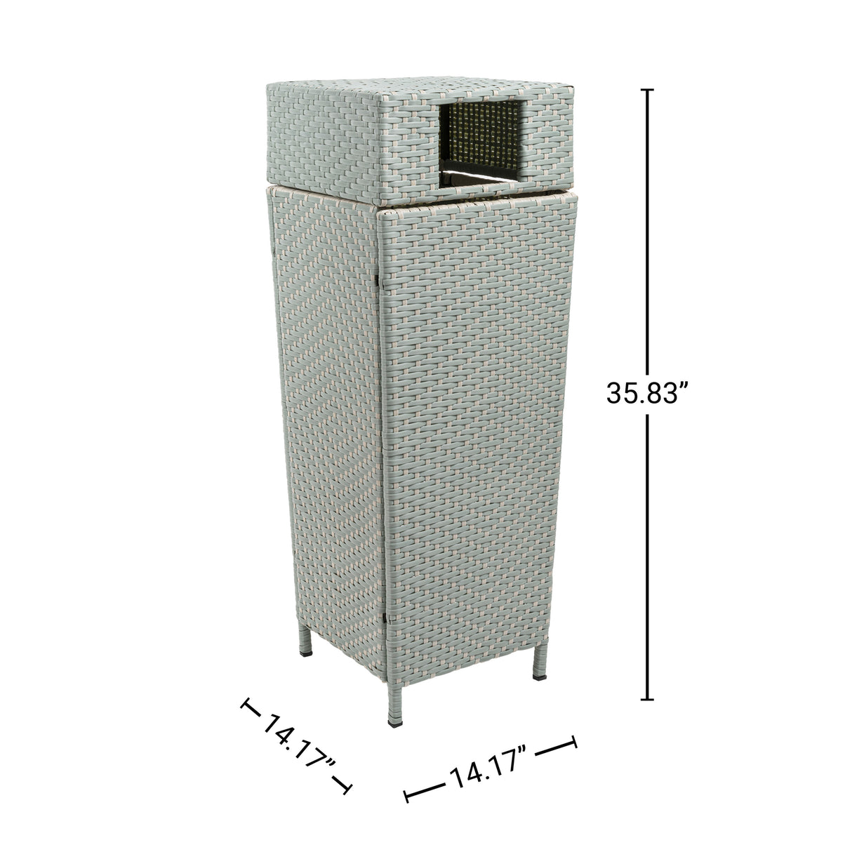 Keaton modern all-weather wicker/metal lidded hideaway outdoor trash can
