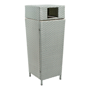 Keaton modern all-weather wicker/metal lidded hideaway outdoor trash can