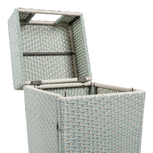 Keaton modern all-weather wicker/metal lidded hideaway outdoor trash can