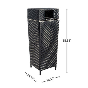 Keaton modern all-weather wicker/metal lidded hideaway outdoor trash can