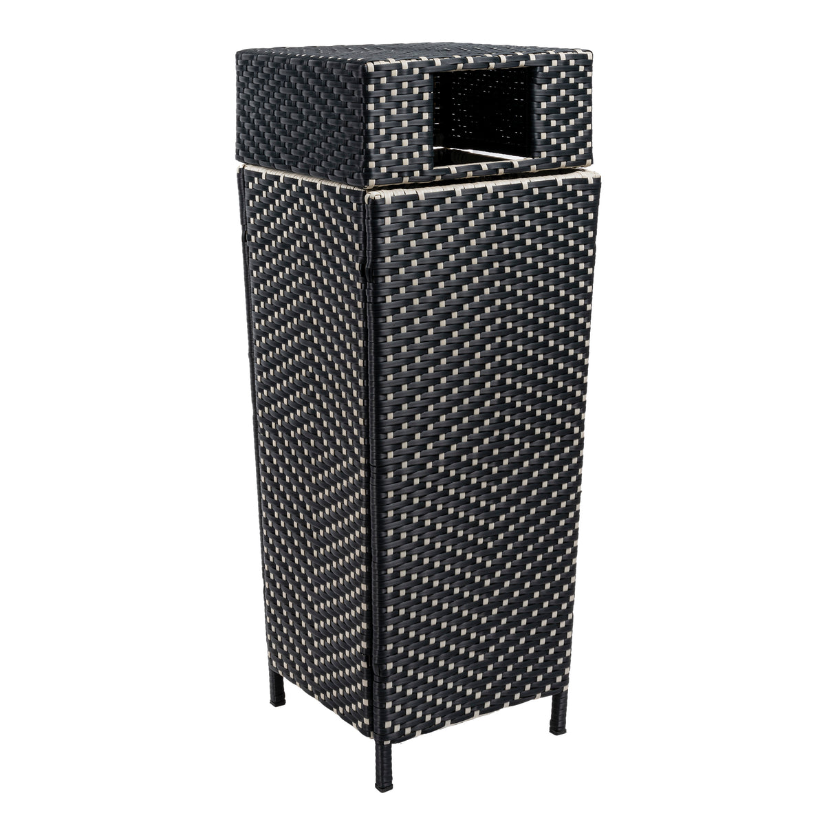 Keaton modern all-weather wicker/metal lidded hideaway outdoor trash can