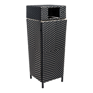Keaton modern all-weather wicker/metal lidded hideaway outdoor trash can