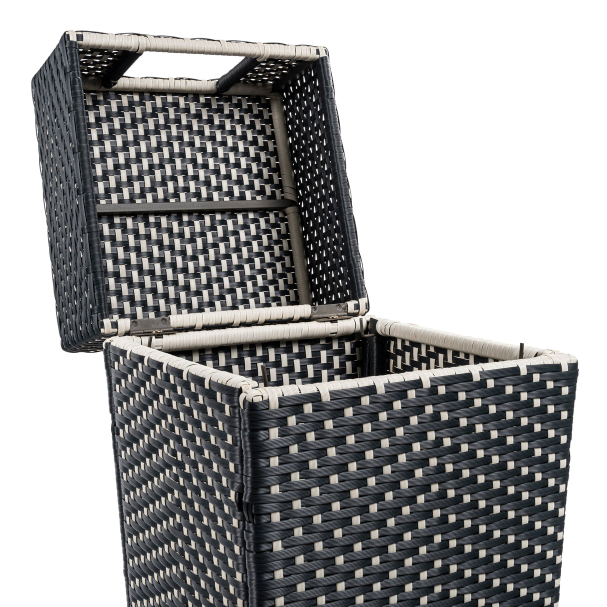 Keaton modern all-weather wicker/metal lidded hideaway outdoor trash can