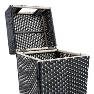 Keaton modern all-weather wicker/metal lidded hideaway outdoor trash can