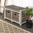 Rustic-2-Drawer-Wicker-Storage-Bench-Benches