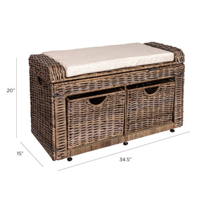 Palermo 2 Drawer Wicker Storage Bench