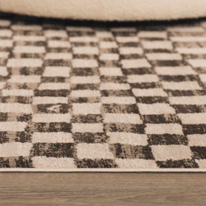 Benjy Cream & Charcoal Checkered Area Rug