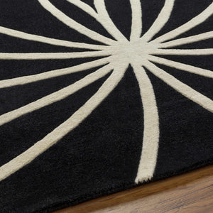 Davison Black Geometric Wool Carpet