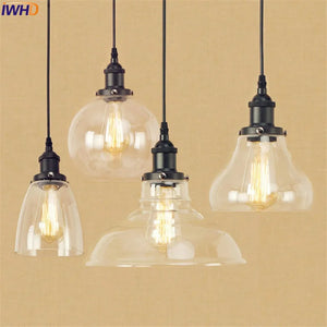 Industrial Glass Pendant Light Vintage Loft Hanging Lamp Metal Ceiling Fixture