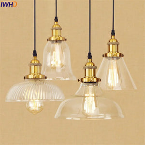 Industrial Glass Pendant Light Vintage Loft Hanging Lamp Metal Ceiling Fixture