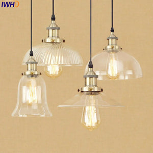 Industrial Glass Pendant Light Vintage Loft Hanging Lamp Metal Ceiling Fixture