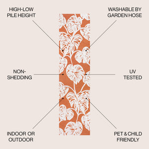 Tobago High-Low Two-Tone Monstera Leaf Indoor/Outdoor Runner Rug
