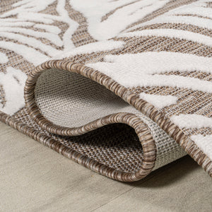 Tobago High-Low Two-Tone Monstera Leaf Indoor/Outdoor Runner Rug