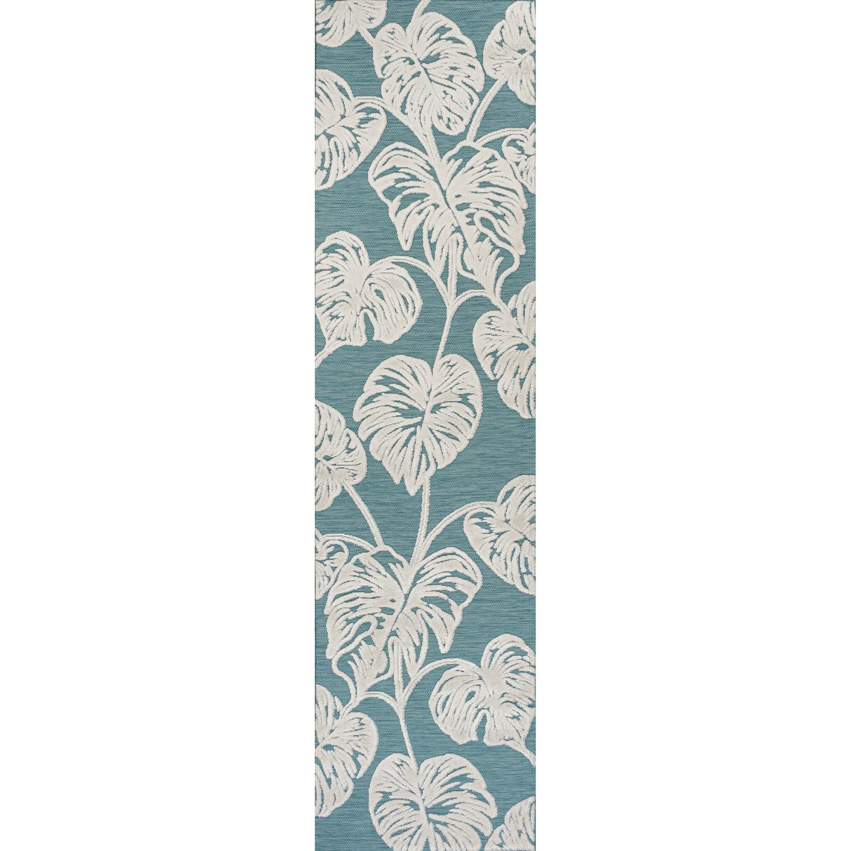 Tobago High-Low Two-Tone Monstera Leaf Indoor/Outdoor Runner Rug