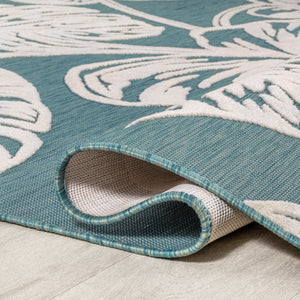 Tobago High-Low Two-Tone Monstera Leaf Indoor/Outdoor Runner Rug