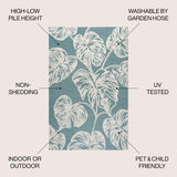 Tobago High-Low Two-Tone Monstera Leaf Indoor/Outdoor Area Rug