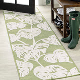 Tobago High-Low Two-Tone Monstera Leaf Indoor/Outdoor Runner Rug