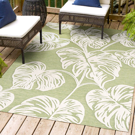 Tobago-High-Low-Two-Tone-Monstera-Leaf-Indoor/Outdoor-Area-Rug-Area-Rugs