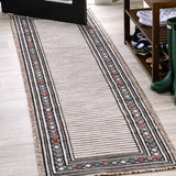Sebastian High-Low Modern Diamond Border Indoor/Outdoor Runner Rug