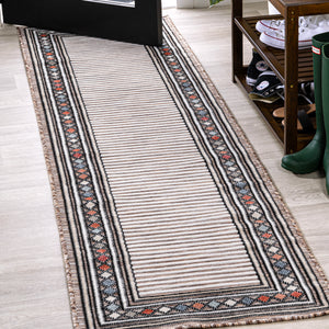 Sebastian High-Low Modern Diamond Border Indoor/Outdoor Runner Rug