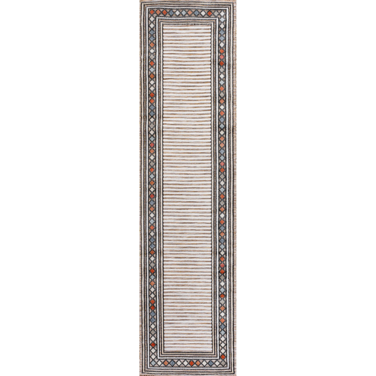Sebastian High-Low Modern Diamond Border Indoor/Outdoor Runner Rug