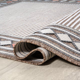 Sebastian High-Low Modern Diamond Border Indoor/Outdoor Area Rug
