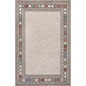 Sebastian High-Low Modern Diamond Border Indoor/Outdoor Area Rug