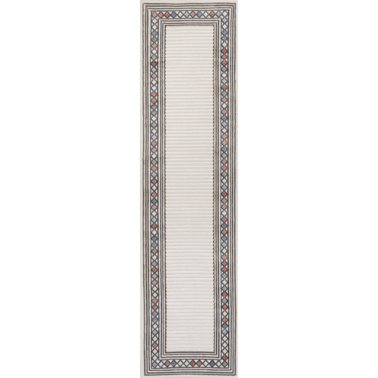 Sebastian High-Low Modern Diamond Border Indoor/Outdoor Runner Rug