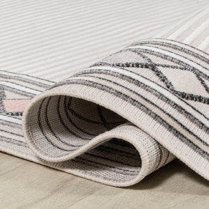 Sebastian High-Low Modern Diamond Border Indoor/Outdoor Runner Rug