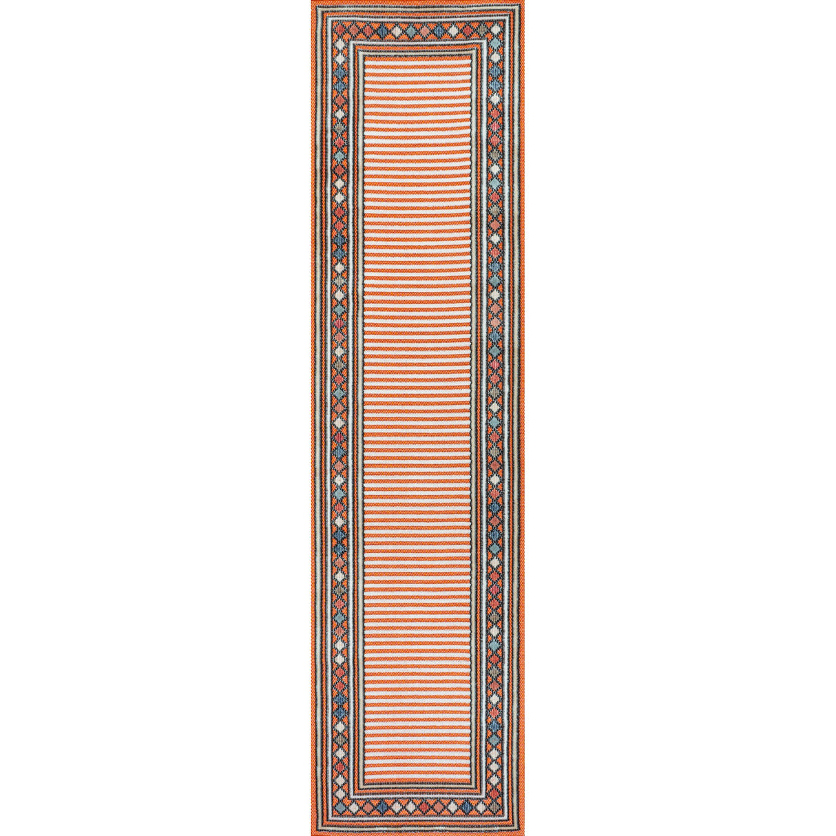 Sebastian High-Low Modern Diamond Border Indoor/Outdoor Runner Rug
