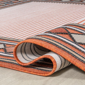 Sebastian High-Low Modern Diamond Border Indoor/Outdoor Runner Rug