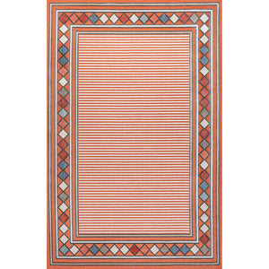 Sebastian High-Low Modern Diamond Border Indoor/Outdoor Area Rug