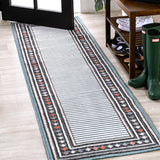 Sebastian High-Low Modern Diamond Border Indoor/Outdoor Runner Rug