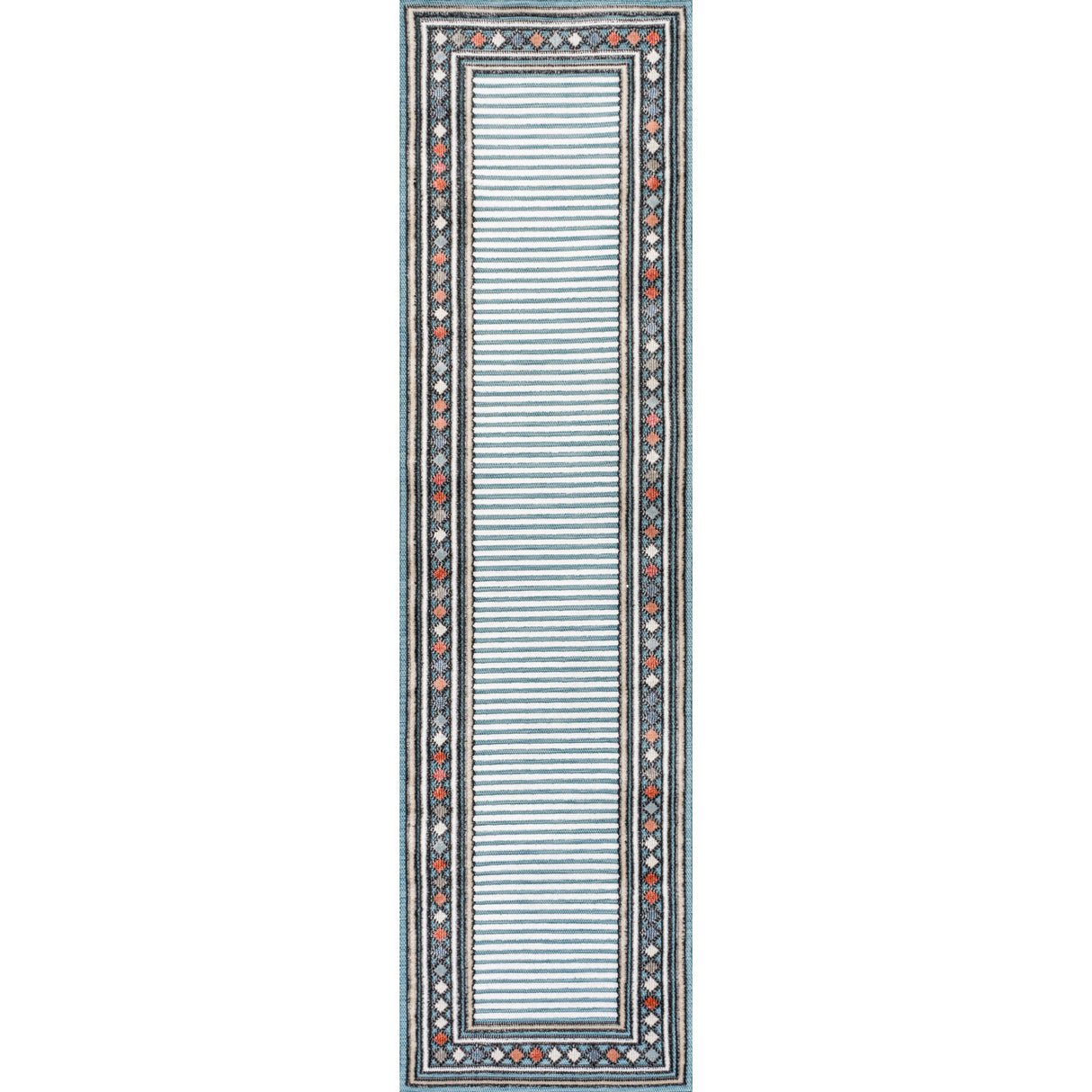 Sebastian High-Low Modern Diamond Border Indoor/Outdoor Runner Rug