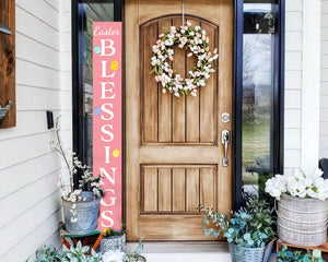 72in Easter Blessings Porch Sign - Easter Decor Sign, Home Front Door Yard Party Decor, Folding Sign, Rustic Farmhouse Party Decor