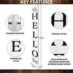 72in 'Oh Hello There' Welcome Porch Sign in White - Ideal Housewarming Gift for Families and Guests, Perfect Everyday Porch Decor