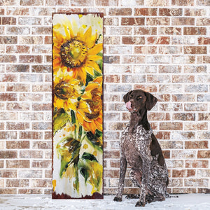 Summer Oil Sunflower Wooden Porch Sign | Rustic Farmhouse Decor for Door, Wall, Outdoor Entryway Decorative | UV Print | Multi Sizes