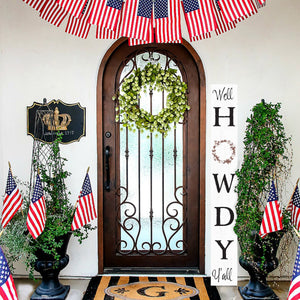72IN Handcrafted Howdy Wood Sign - White Rustic Western Home Decor