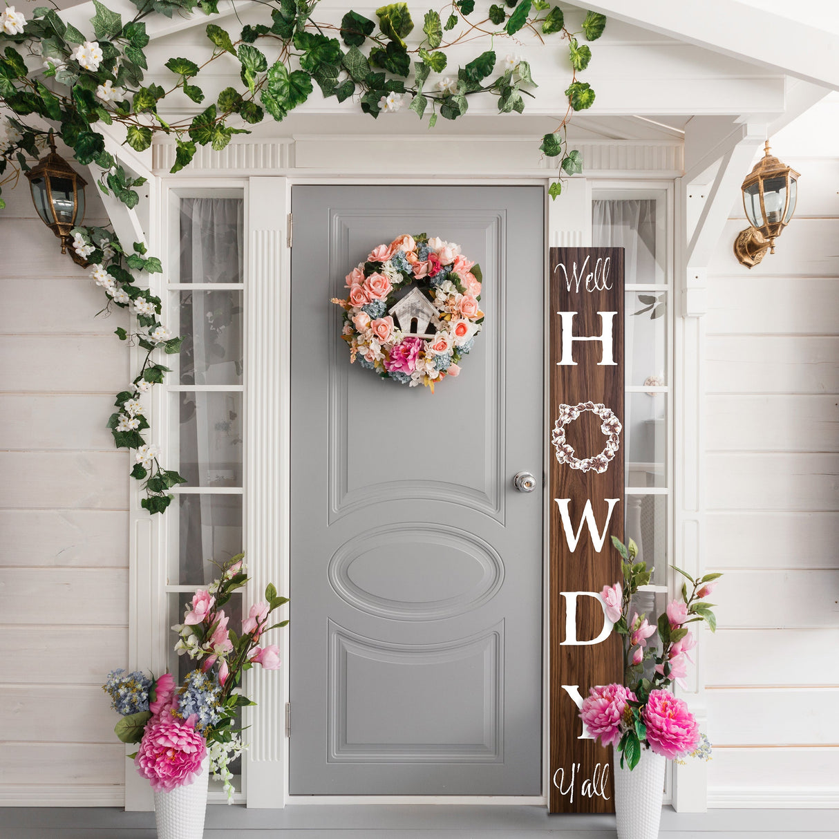 72IN Handcrafted Howdy Wood Sign - Rustic Brown Western Home Decor