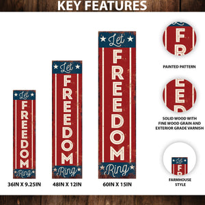 4th of July Let Freedom Ring Porch Sign Entryway Decor | UV Print | Front Porch Plaque | Seasonal Home Decor | 3 Sizes
