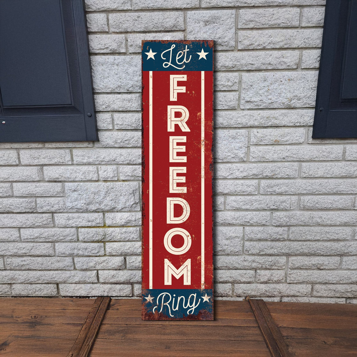 4th of July Let Freedom Ring Porch Sign Entryway Decor | UV Print | Front Porch Plaque | Seasonal Home Decor | 3 Sizes