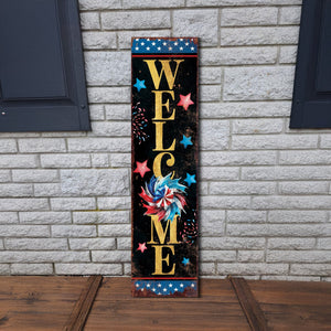 4th of July Welcome Porch Sign Entryway Decor | UV Print | Front Porch Plaque | Seasonal Home Decor | 3 Sizes