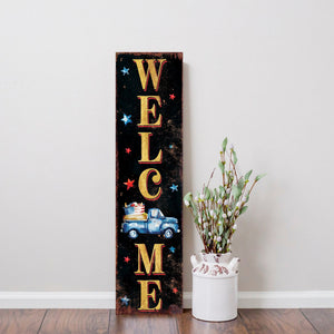 4th of July Welcome Porch Sign Entryway Decor | UV Print | Front Porch Plaque | Seasonal Home Decor | 3 Sizes